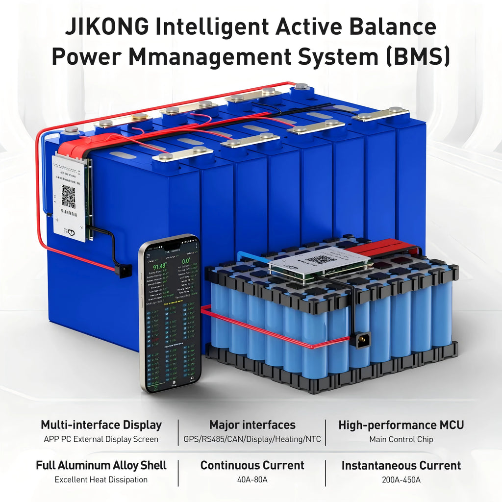 JIKONG Jk Bms 8S 12S 13S 14S 16S 17S 20S 24S Smart Bms 40A 60A 80A Lifepo4 Li-Ion Lto Battery Active Balance 0.4A 0.6A RS485 CAN