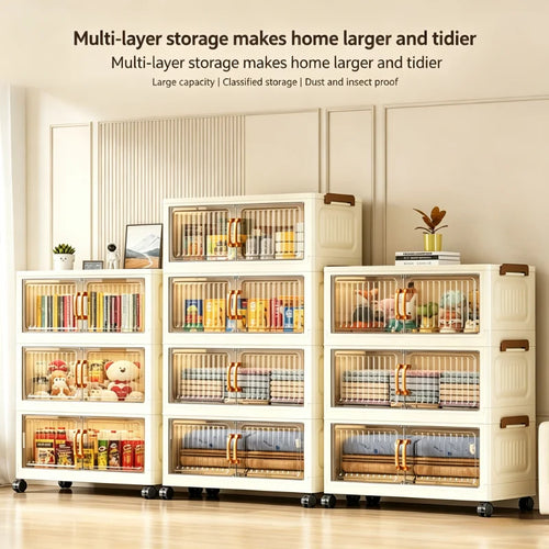 5-Tier Foldable Rolling Storage Cabinet - Furniture & Storage from Linloft.