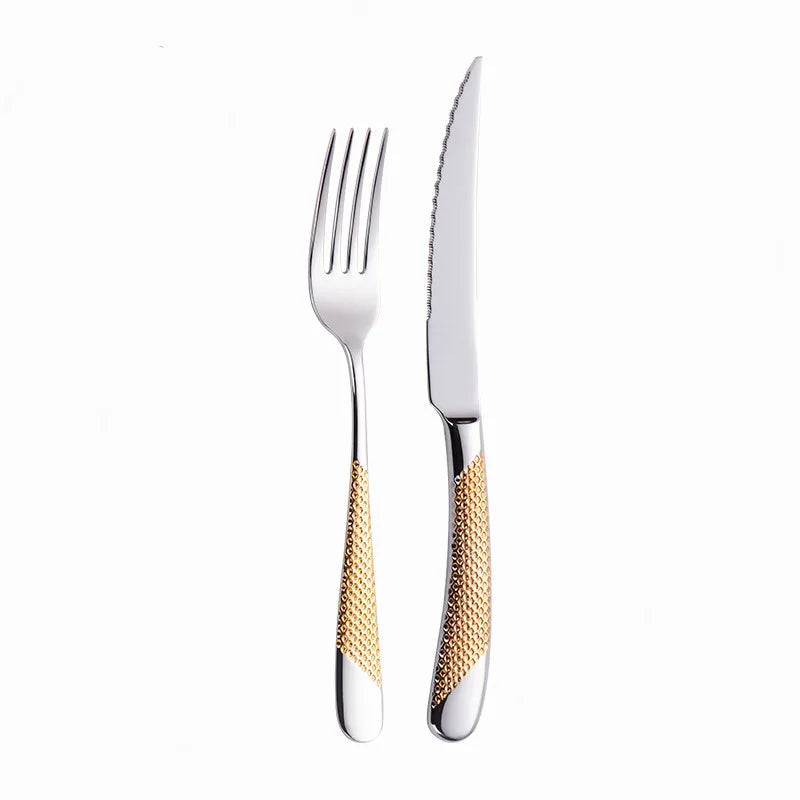 Kitchen Tableware Cutlery Set Silver Cutlery Set Stainless Steel Luxury Dinnerware Fork Spoon Knife Western Dinner Set Gold