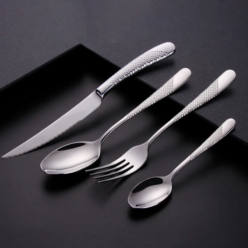 Kitchen Tableware Cutlery Set Silver Cutlery Set Stainless Steel Luxury Dinnerware Fork Spoon Knife Western Dinner Set Gold - Furniture & Storage from Linloft.