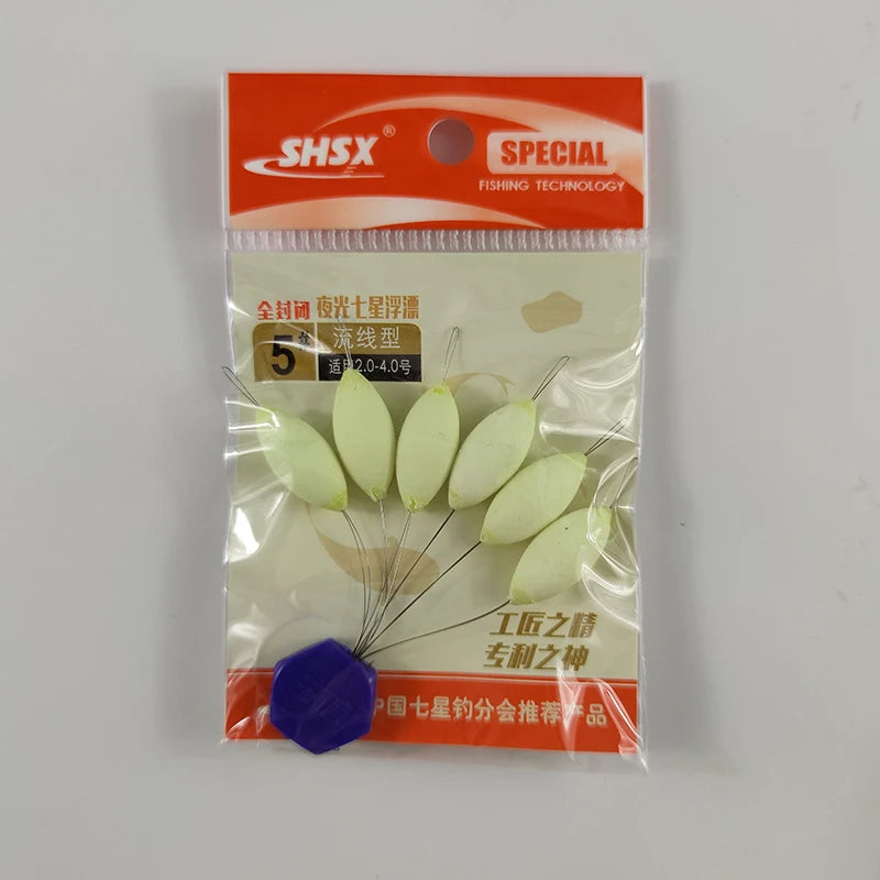 5Packs/lot Luminous Fishing Float 000#-5# Glowing Seven-star Float Light Bobber Night Vision Fishing Tackle Accessory B333 - Fishing Tackle from Linloft.