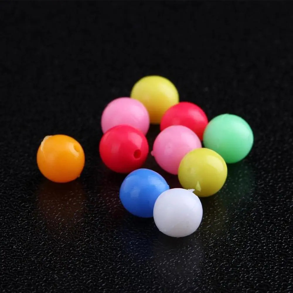 100pcs New Mixed Color Stoppers PE Plastic Fishing Cross Beads Drill  Double Pearl  Floats Balls