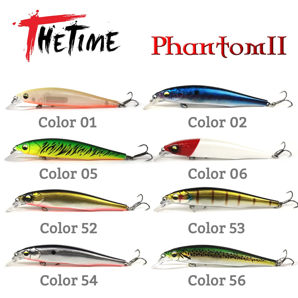 2PCS Phantom II 19g Suspend Minnow Lure 110mm Long Casting Suspension Jerkbait Wobbler Artificial Baits Fishing For Bass Trout