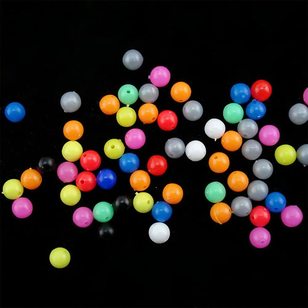 100pcs New Mixed Color Stoppers PE Plastic Fishing Cross Beads Drill  Double Pearl  Floats Balls