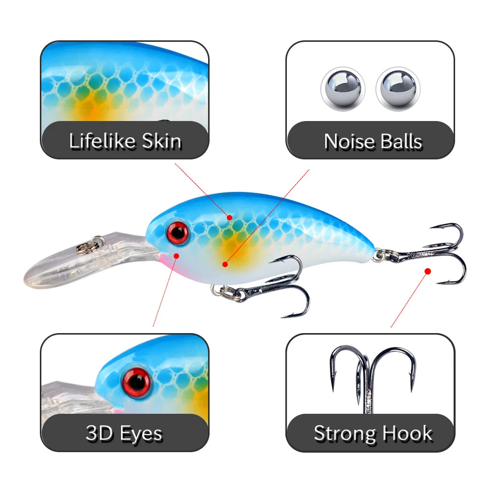 1pcs Crank Fishing Lure Artificial Hard Baits 10cm/15g Crankbait Jerkbait Wobbler Fishing Tackle Good Treble Hooks Tackle