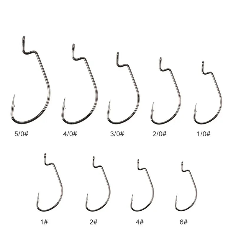 AS 50pcs/lot Texan Hooks Fishing Soft Worm Hooks High Carbon Steel Wide Super Lock Fishhooks Lure Softjerk Hooks Fishing Tackle