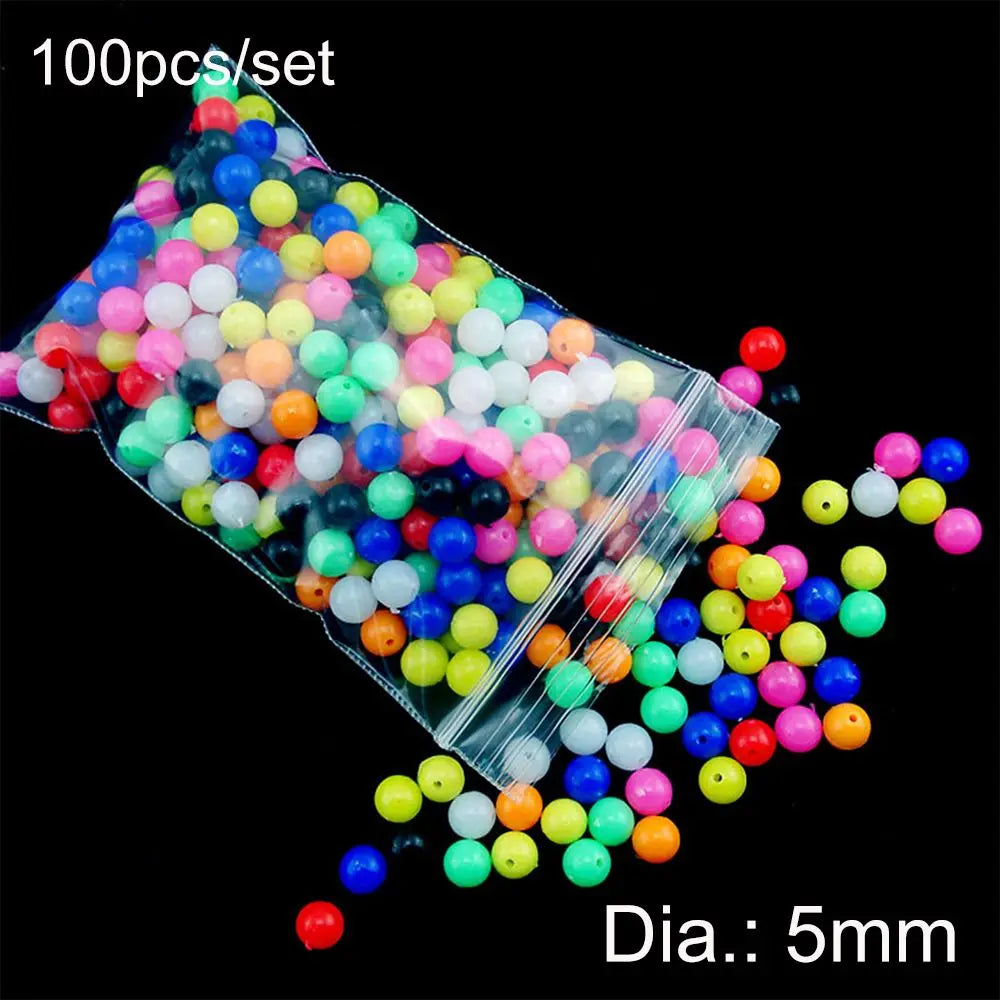 100pcs New Mixed Color Stoppers PE Plastic Fishing Cross Beads Drill  Double Pearl  Floats Balls