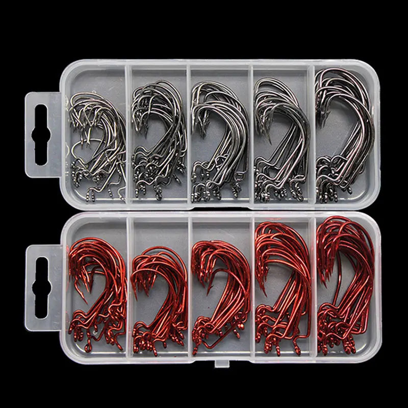 AS 50pcs/lot Texan Hooks Fishing Soft Worm Hooks High Carbon Steel Wide Super Lock Fishhooks Lure Softjerk Hooks Fishing Tackle