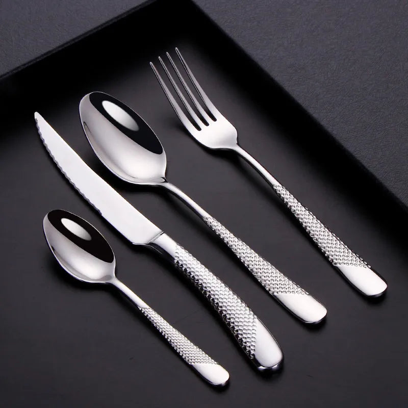 Kitchen Tableware Cutlery Set Silver Cutlery Set Stainless Steel Luxury Dinnerware Fork Spoon Knife Western Dinner Set Gold - Furniture & Storage from Linloft.