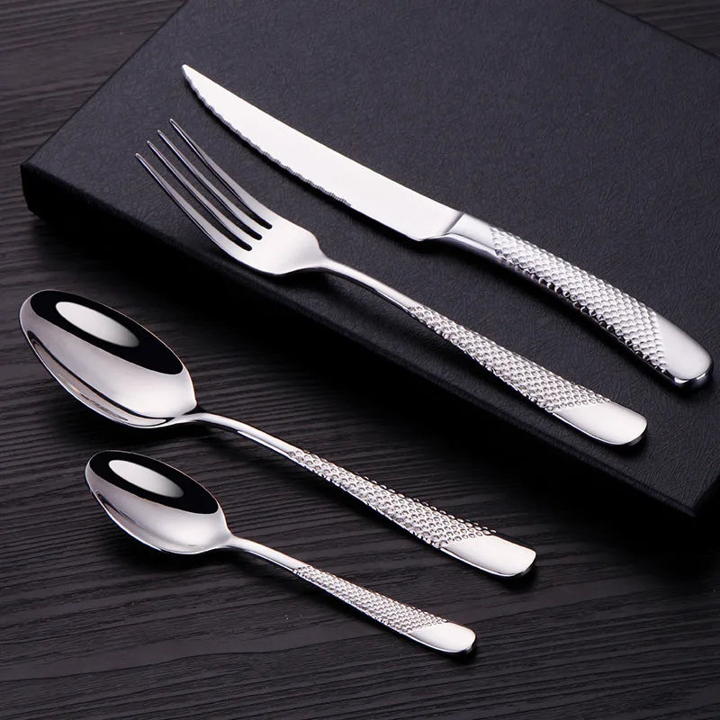 Kitchen Tableware Cutlery Set Silver Cutlery Set Stainless Steel Luxury Dinnerware Fork Spoon Knife Western Dinner Set Gold - Furniture & Storage from Linloft.