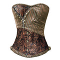 Miss Moly Brown Sexy Corsets and Bustiers Steampunk Corset Top Waist Tummyr Gothic Clothing Corselet Brocade Zip Patchwork S-2XL