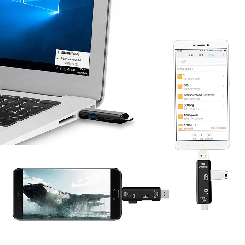 Original 2.0 OTG Card Reader USB MicroUSB TypeC Interface with Micro SD USB TF Card Slot Flash Memory Card Reader for Phone Y211 - Electronics & Accessories from Linloft.