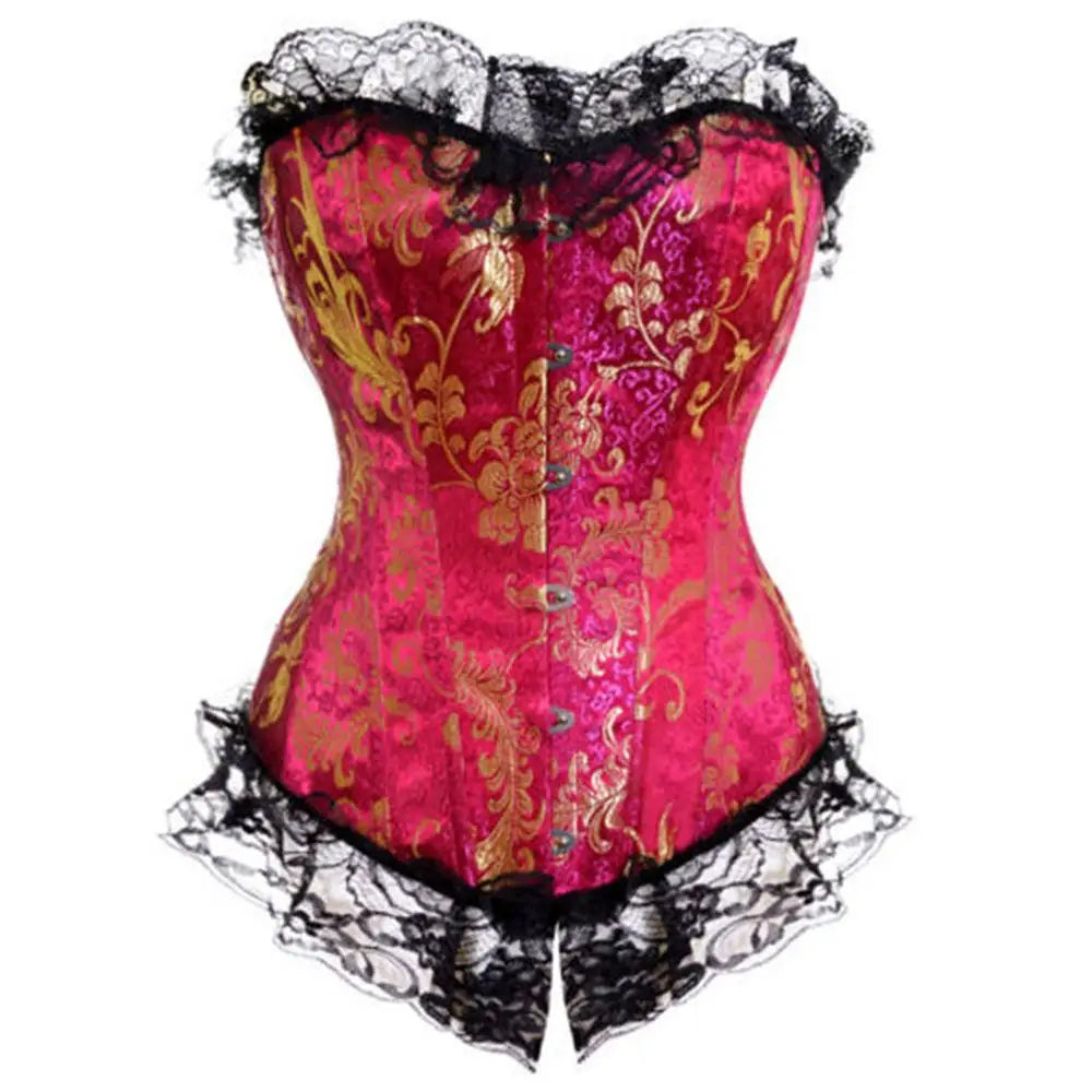 Miss Moly Brown Sexy Corsets and Bustiers Steampunk Corset Top Waist Tummyr Gothic Clothing Corselet Brocade Zip Patchwork S-2XL - Apparel & Accessories from Linloft.