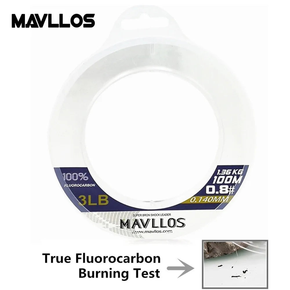 Mavllos 100% 100M Fluorocarbon Fishing Line Carp Super Strong  Leader Carbon Fiber Saltwater Fly Fishing Line Monofilament Lines