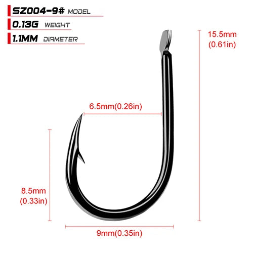 High-Carbon Single Jig Hooks, 100-Pack - Fishing Hooks from Linloft.