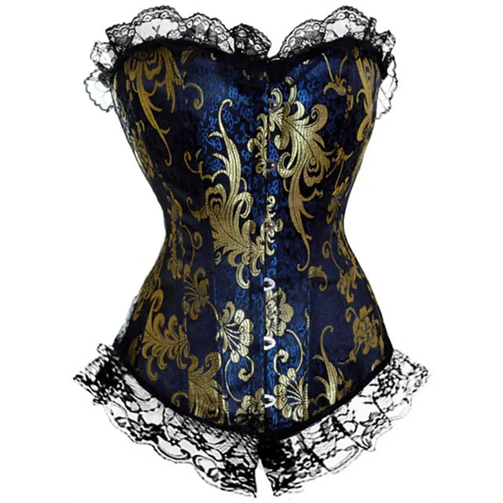 Miss Moly Brown Sexy Corsets and Bustiers Steampunk Corset Top Waist Tummyr Gothic Clothing Corselet Brocade Zip Patchwork S-2XL - Apparel & Accessories from Linloft.