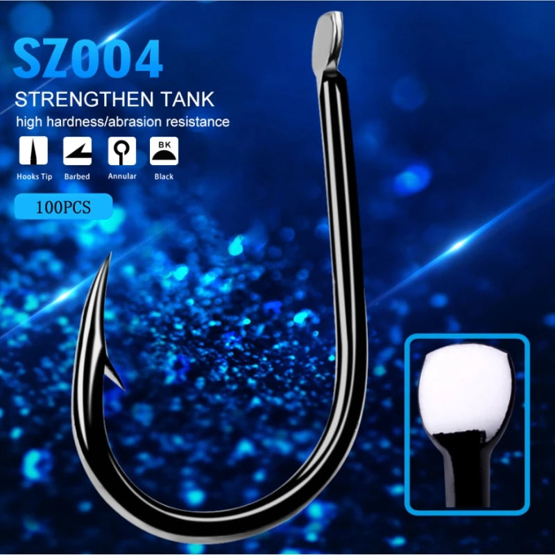100pcs/lot ISEAMA Fishhook 1#-15# Single Jig Hook Peche High Carbon Steel Carp Fishing Hook Anzol Pesca Treble Hooks Tackle