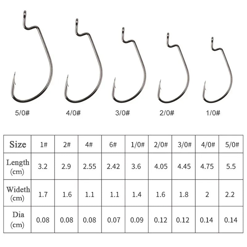 AS 50pcs/lot Texan Hooks Fishing Soft Worm Hooks High Carbon Steel Wide Super Lock Fishhooks Lure Softjerk Hooks Fishing Tackle