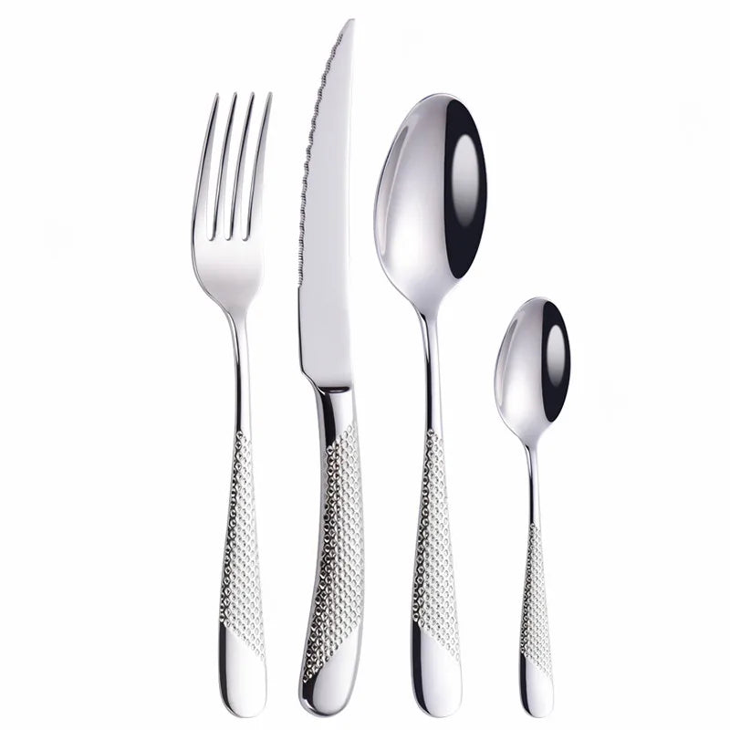 Kitchen Tableware Cutlery Set Silver Cutlery Set Stainless Steel Luxury Dinnerware Fork Spoon Knife Western Dinner Set Gold - Furniture & Storage from Linloft.