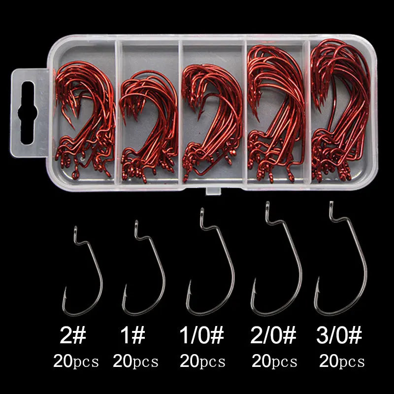 AS 50pcs/lot Texan Hooks Fishing Soft Worm Hooks High Carbon Steel Wide Super Lock Fishhooks Lure Softjerk Hooks Fishing Tackle