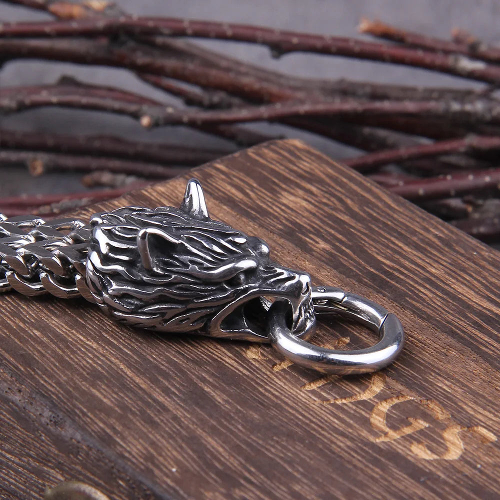 Viking Wolf Stainless Steel Mesh Bracelet - Bracelets from Linloft.