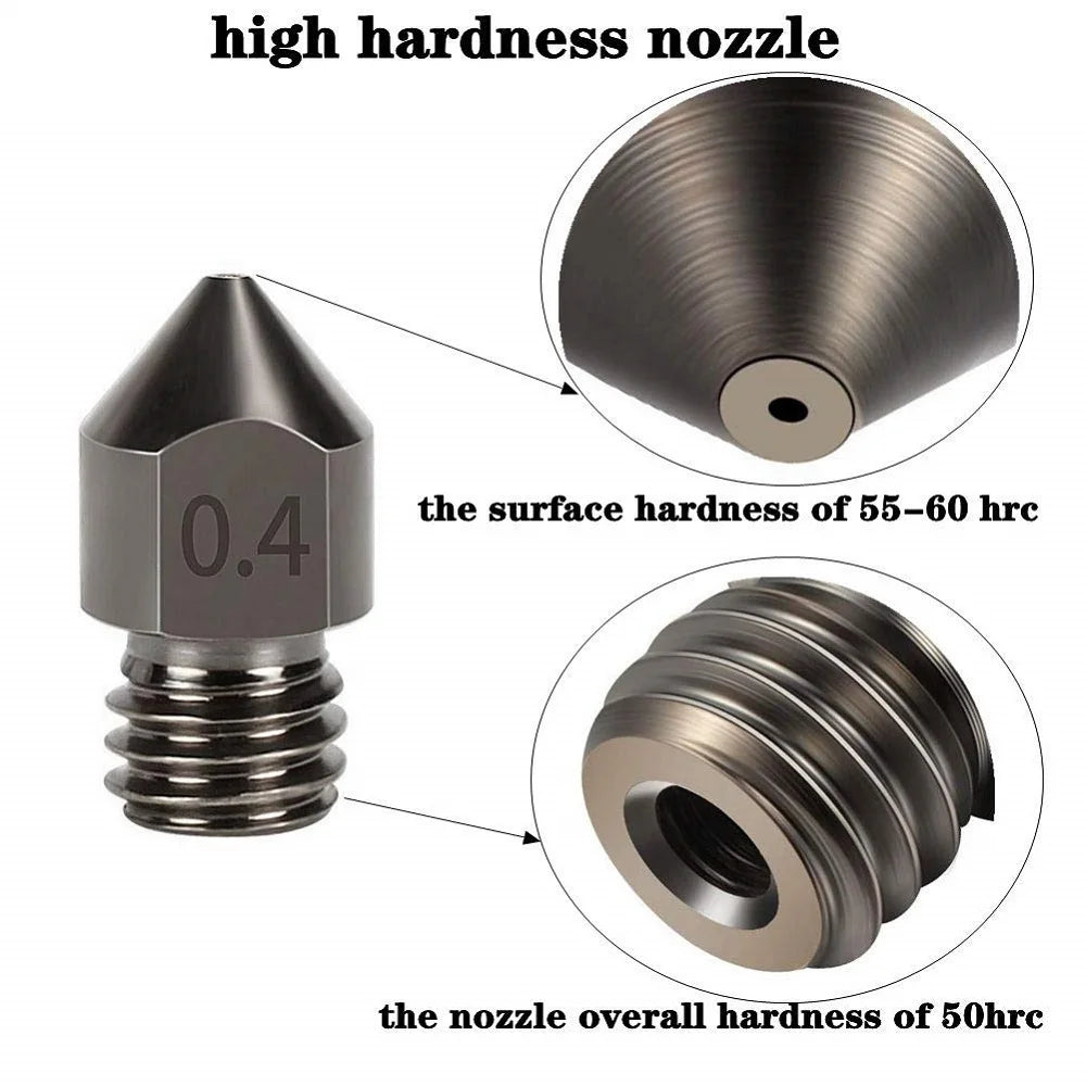 Hardened Steel MK8 3D Printer Nozzle - 3D Printing Accessories from Linloft.