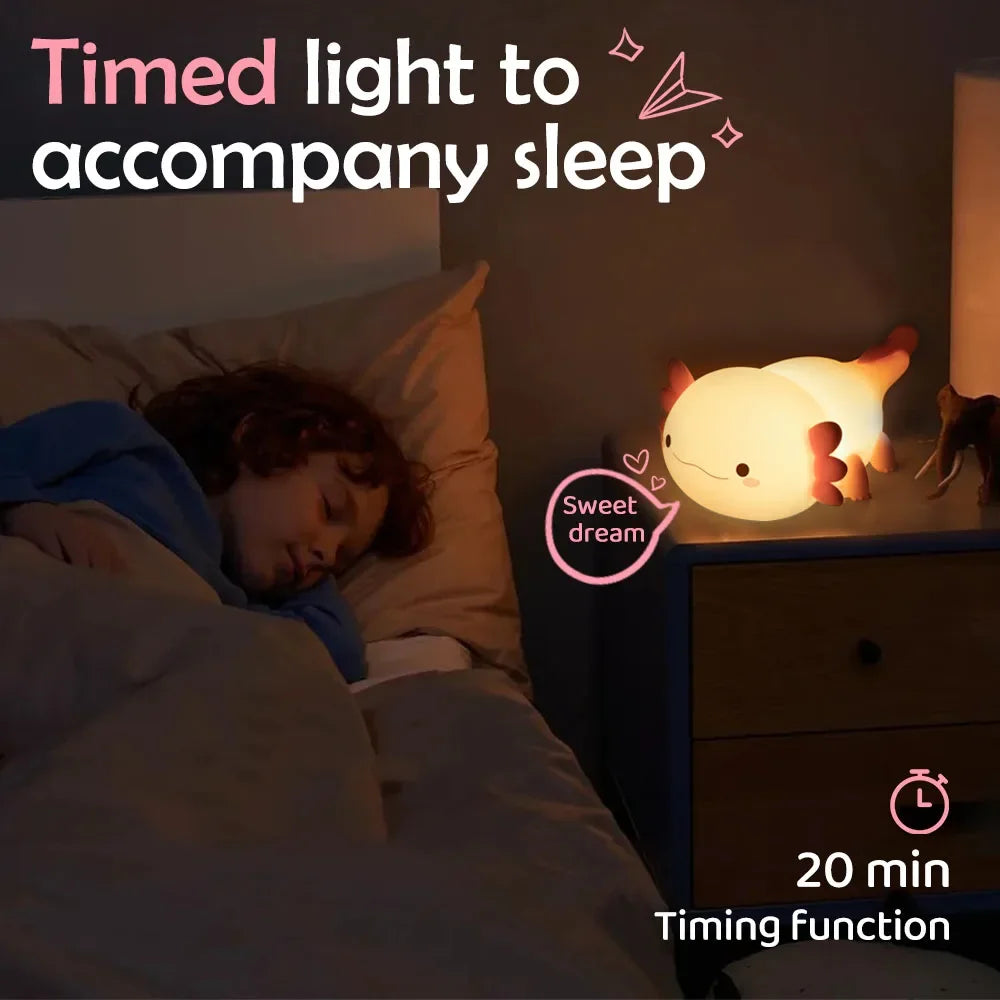 Silicone LED Axolotl Night Light animallamp Touch Sensor Axolotl Night Lamp Children Kid Bedside Bedroom Decor Birthday Gifts - Home Lighting from Linloft.