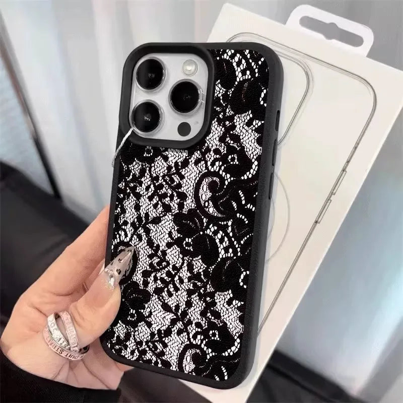 Black Lace Floral iPhone Case - Electronics & Accessories from Linloft.