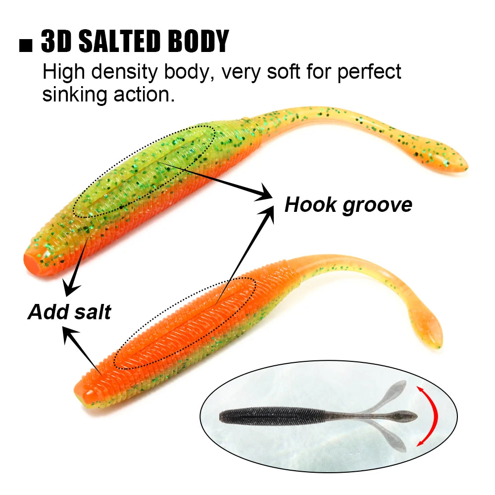 Spinpoler Stick Worm Softbait Fishing Lure Salted Straight Tail 75mm 90mm 110mm Perfect Swimming Plastics Dream Shot Soft 10pcs