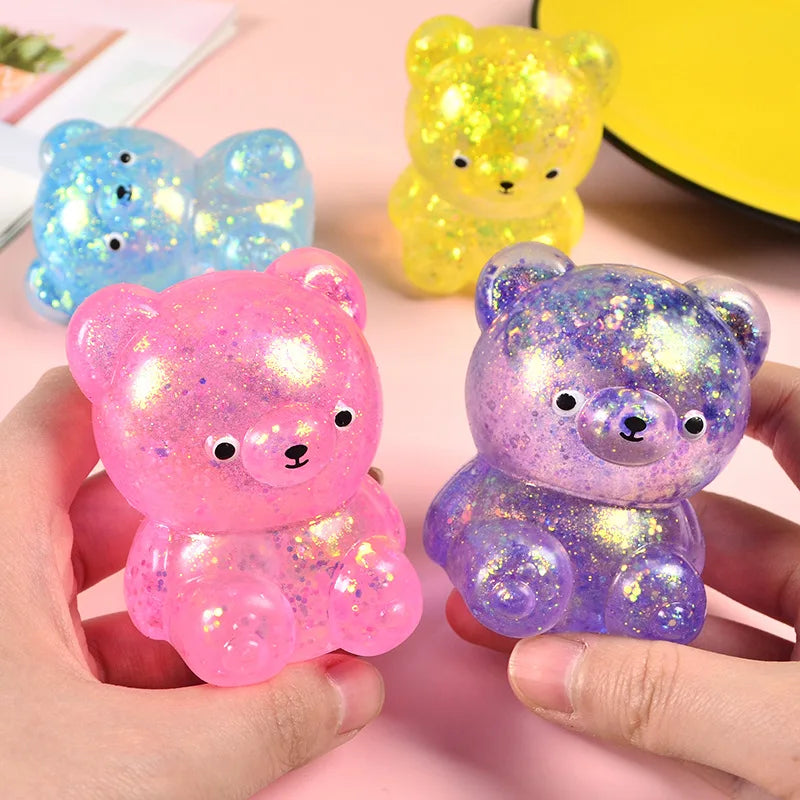 Glitter Gummy Bear Squishy Fidget Toy