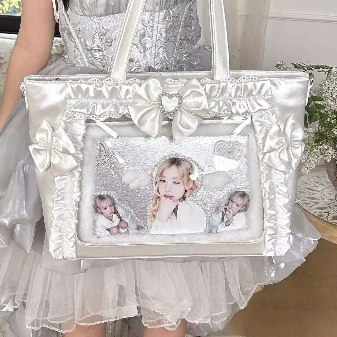 New Y2K Cute Japanese Ita Shoulder Bag Lolita Girls Transparent Tote Bag Large Capacity Crossbody Casual Bag DIY Display Handbag - Bags & Cases from Linloft.