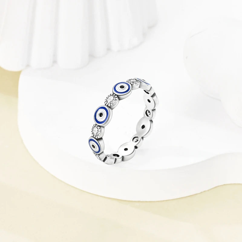 MULA Wedding Band Rings for Women Man 925 Sterling Silver Evil Eye Hand Celtic Knot Four-Leaf Clover Ring Stackable Jewelry Gift - Rings & Jewelry from Linloft.