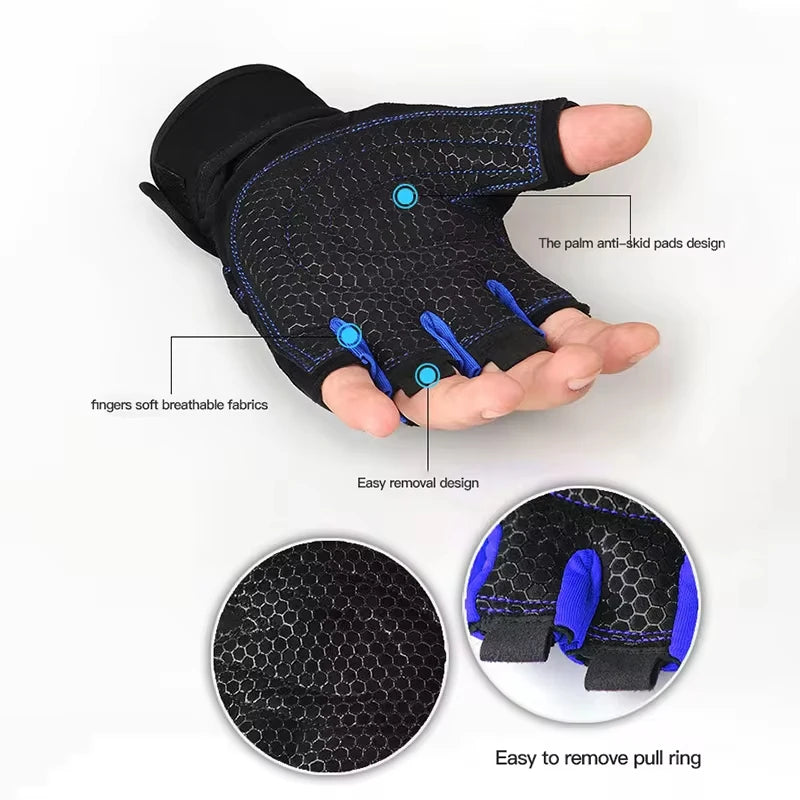 Half Finger Gym Gloves with Wrist Wrap