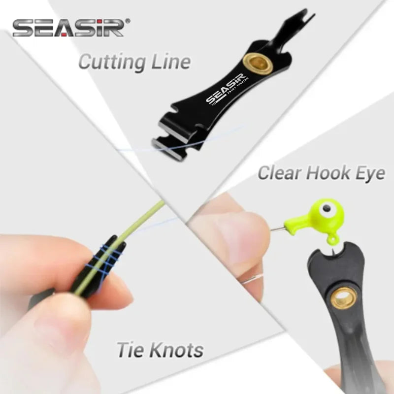 SEASIR Fishing Quick Knot Tying Tool Fly Fishing Line Scissors Cutter Clipper Nippers Fast Knotter Tie Zinger Retractor Tackle