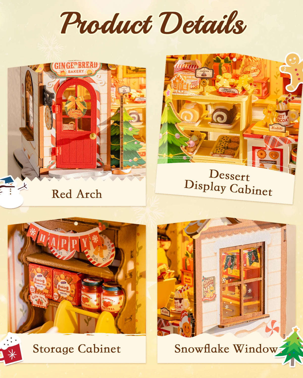 Miniature Gingerbread House DIY Kit with LED - Seasonal & Holiday from Linloft.