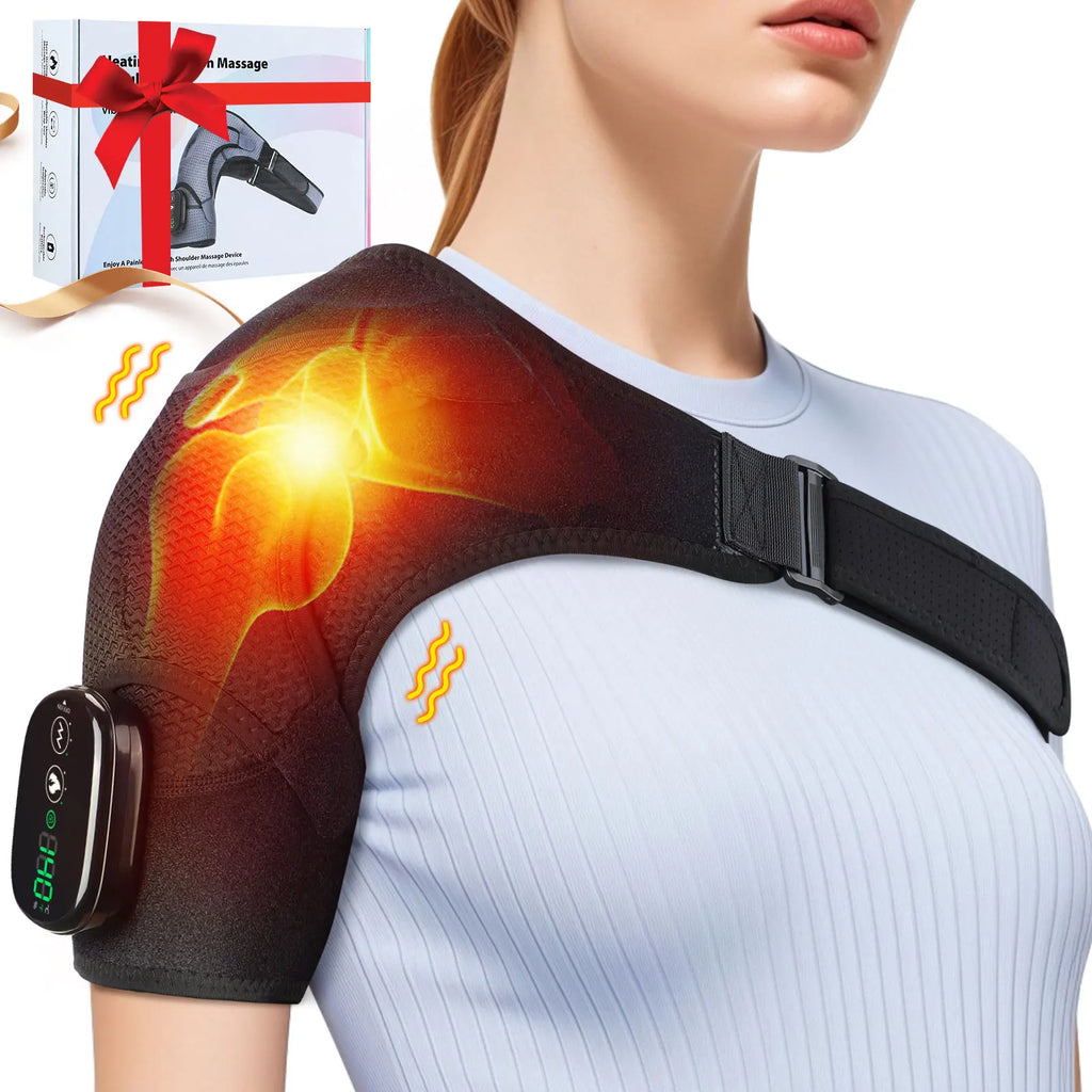 Adjustable Electric Heating Shoulder Massage Belt with LED Hot Compress Back Support Shawl for Relaxation