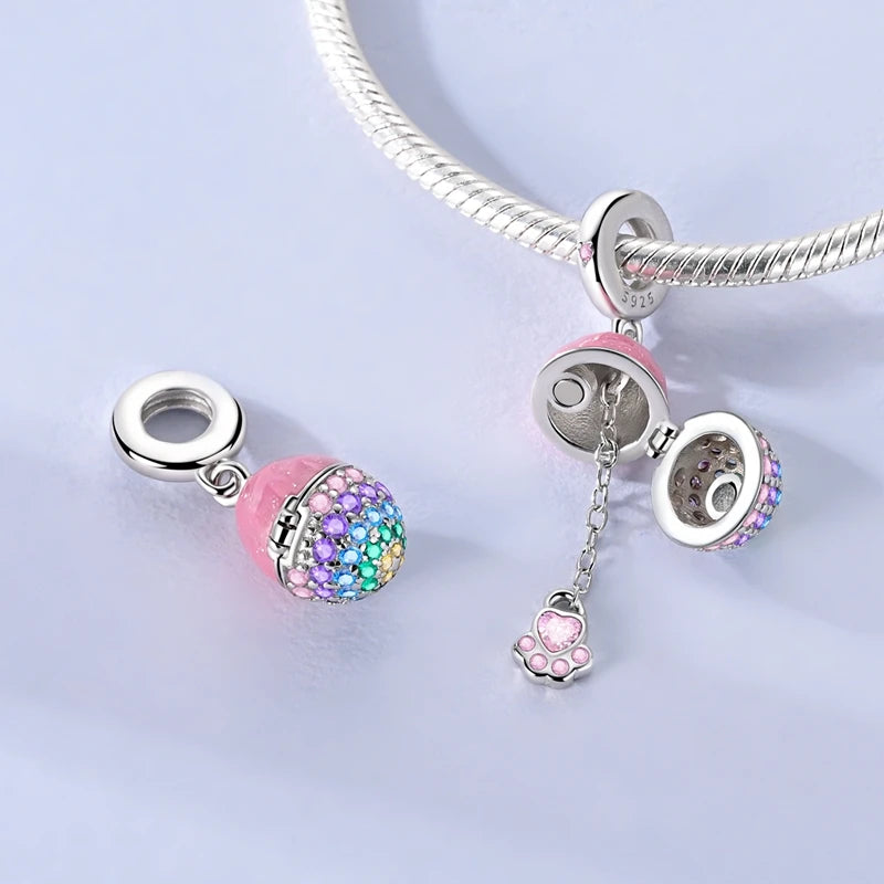 MULA Pink 925 Sterling Silver Charms Pendant Perfume Dreamcatcher Heart Love Beaded Fit Original Bracelet Women DIY Jewelry Gift - Bracelets from Linloft.