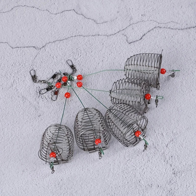 5 PCS Cage Bait Cage Fishing Bait Cage Stainless Steel Metal Fishing Bait Cage Fishing  Nesting Device Nesting Gear Accessories