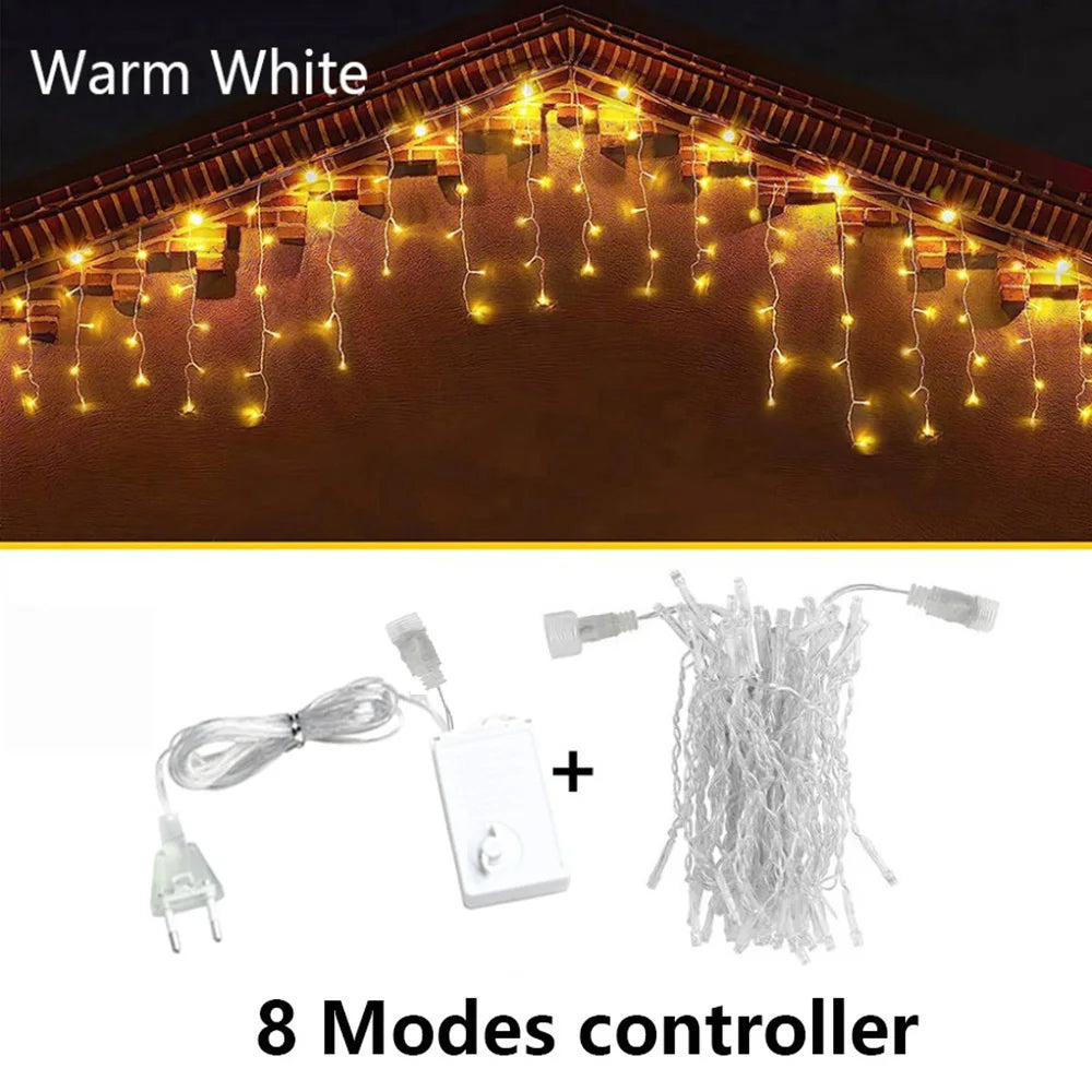 Icicle String Lights LED Fairy Lights Christmas Garland For New Year Party Wedding Garden Terrace Christmas Decoration Lamps - String Lights from Linloft.