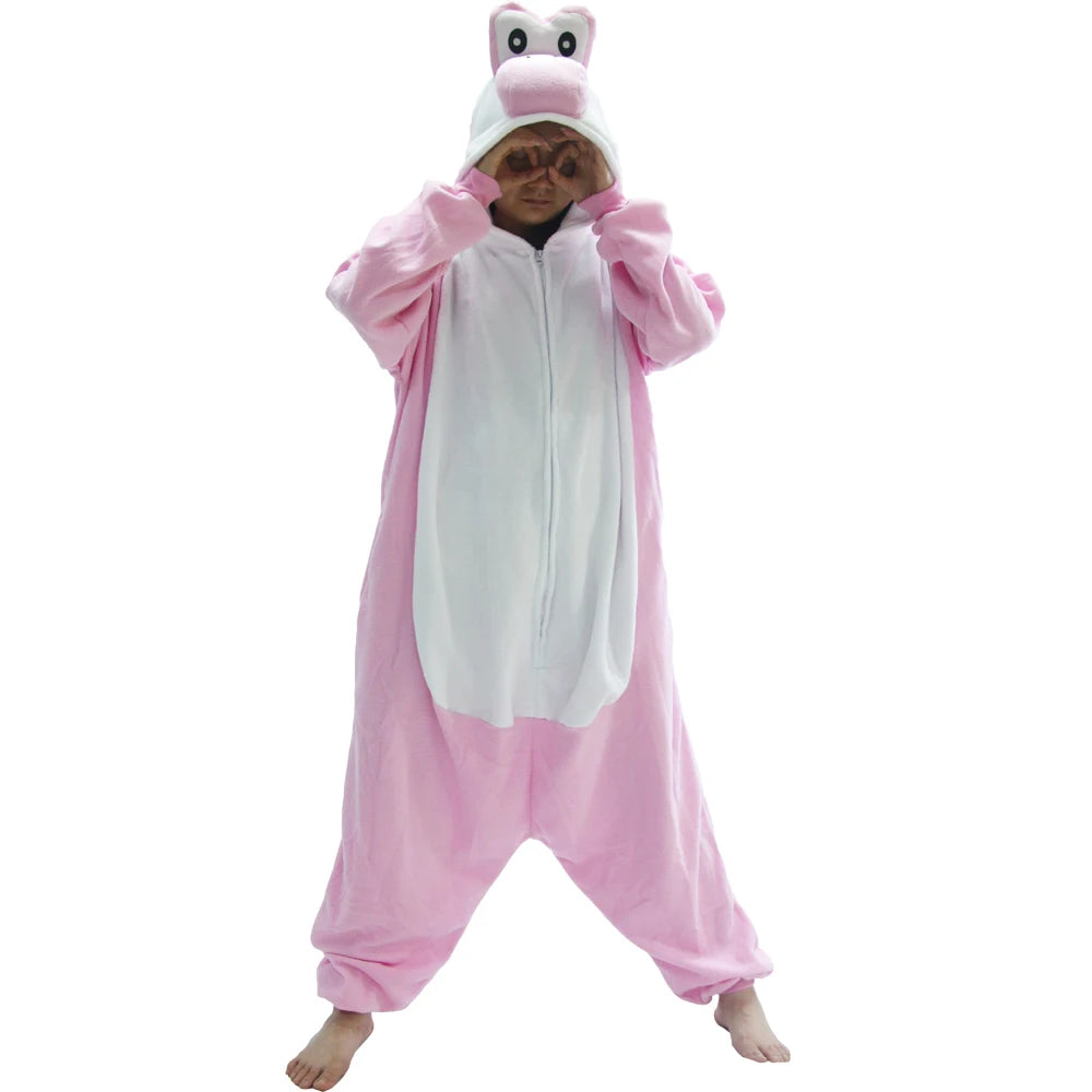 Colorful Yoshi Onesies Kigurumi Pajamas for Adult Unisex Fleece Pyjama Christmas Halloween Cosplay Cos Women Sleepwear Outfits