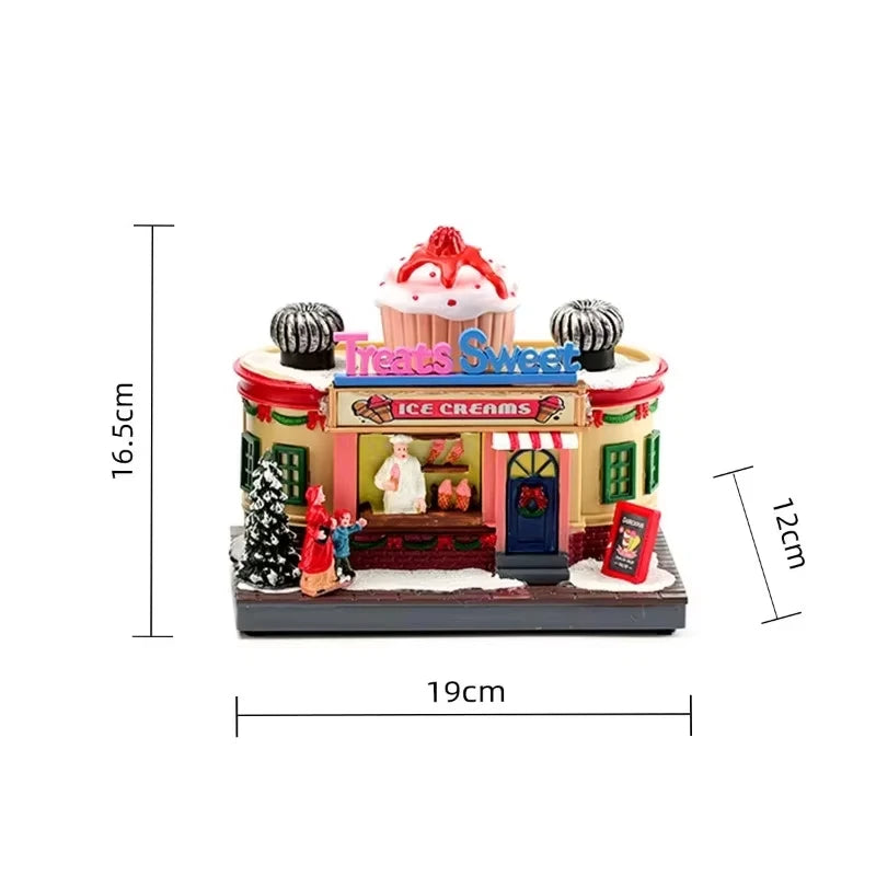 Christmas Lighted Music Box Resin Santa Ornament Gift Box Xmas Decorative Gift for Home Kitchen Cafe Window Holiday Party - Seasonal & Holiday from Linloft.