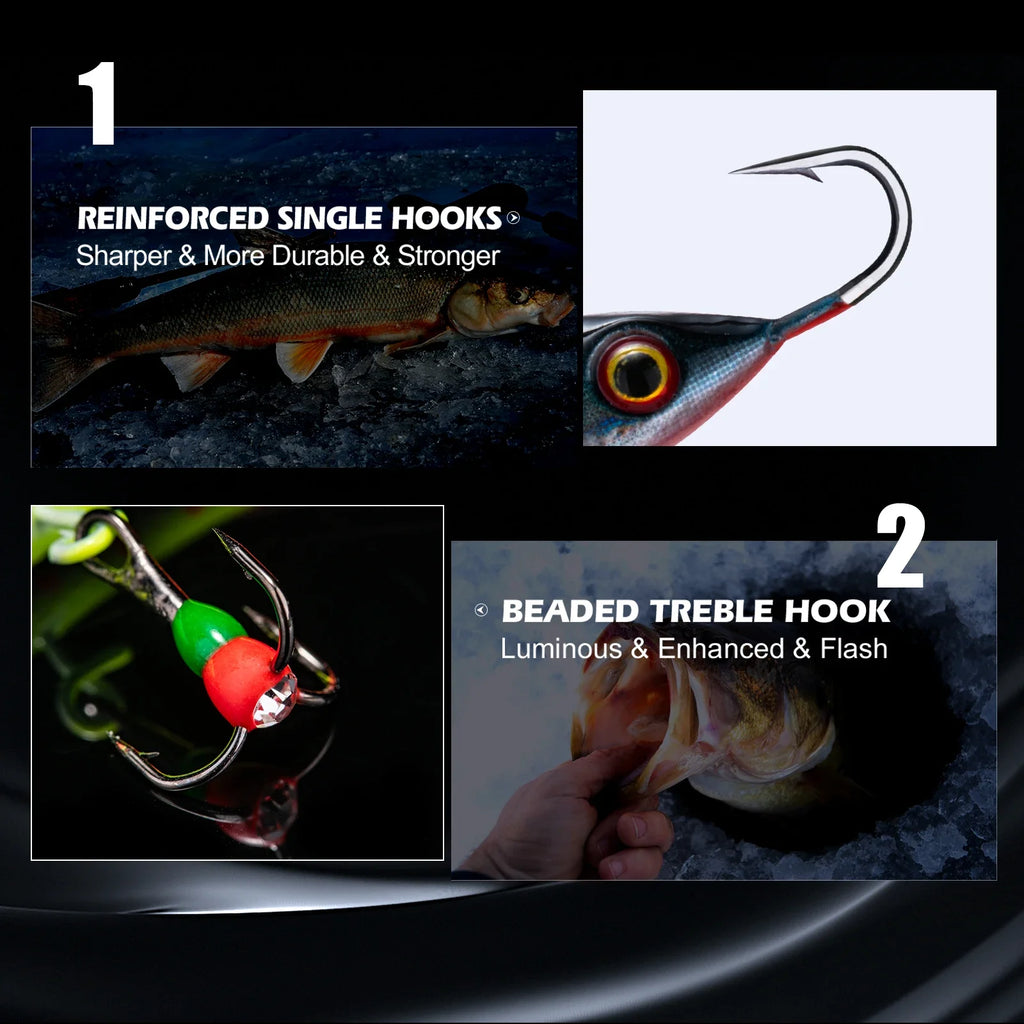 Goture Ice Fishing Lure Winter 40mm/15g Balancer 3D Eyes Jig Bait Artificial Hard Lure Jigging Balanced Fishing Bait Wobbler Set