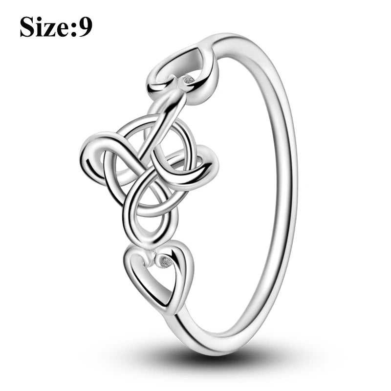 MULA Wedding Band Rings for Women Man 925 Sterling Silver Evil Eye Hand Celtic Knot Four-Leaf Clover Ring Stackable Jewelry Gift - Rings & Jewelry from Linloft.