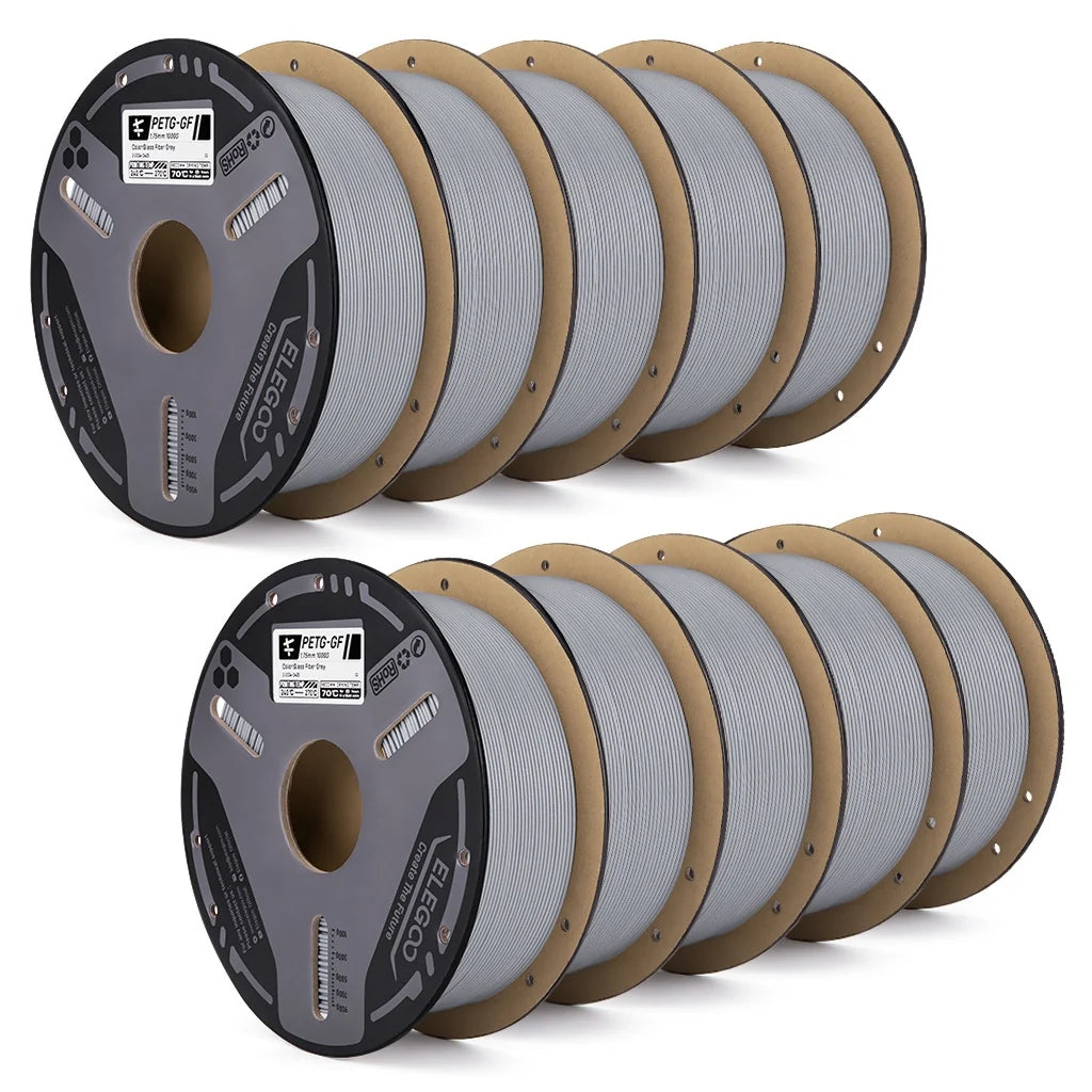 ELEGOO PETG-GF Glass Fiber Filament 1.75mm Gray 1KG,High Stiffness,Electrical Insulation,Fits for Most FDM 3D Printers - 3D Printing Accessories from Linloft.