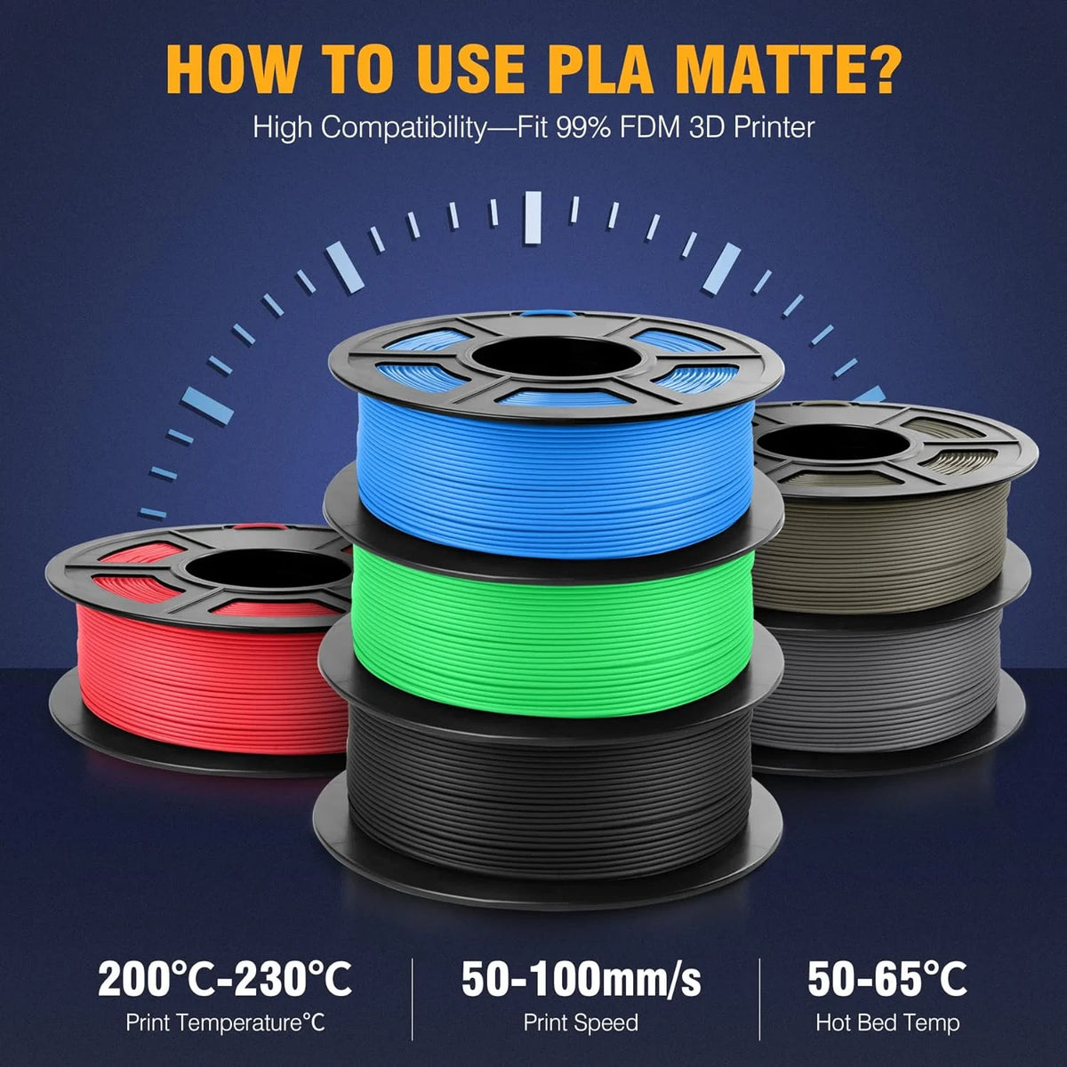 JAYO PLA Matte 3D Printer Filament 1.75mm+/-0.02mm 5/10Rolls 100% No Bubble Non-toxic3D Printing Materials for 3D Printer& Pen - 3D Printing Accessories from Linloft.