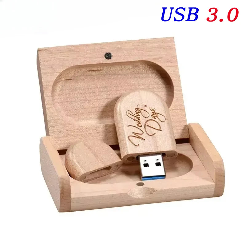 Wedding Gift USB 3.0 Stick 64GB Custom Logo Wooden Box Flash Drives 32GB Pendrive Free Sample U Disk 16GB 8GB 4GB Memory Stick - Electronics & Accessories from Linloft.