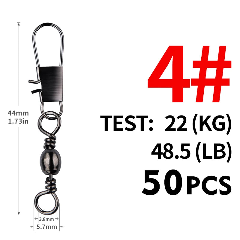 Stainless Steel Rolling Swivels with Snap, 50-Pack - Fishing Tackle from Linloft.