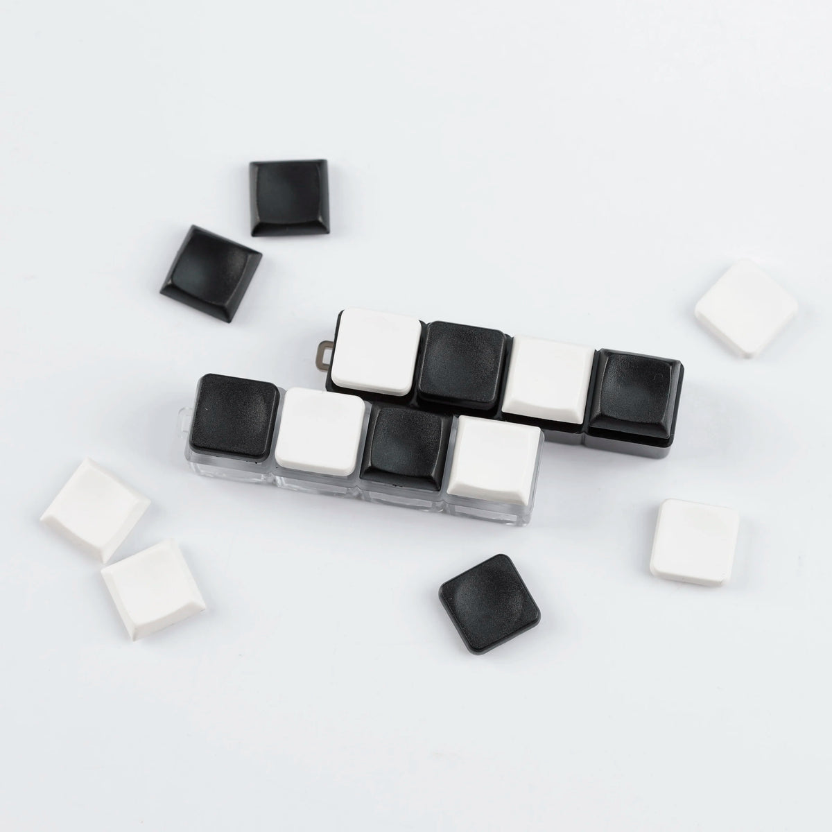 YMDK Square Round 1u Low Profile Blank Black White Keycaps PBT Material DIY for 1350 Switches Mechanical Keyboard