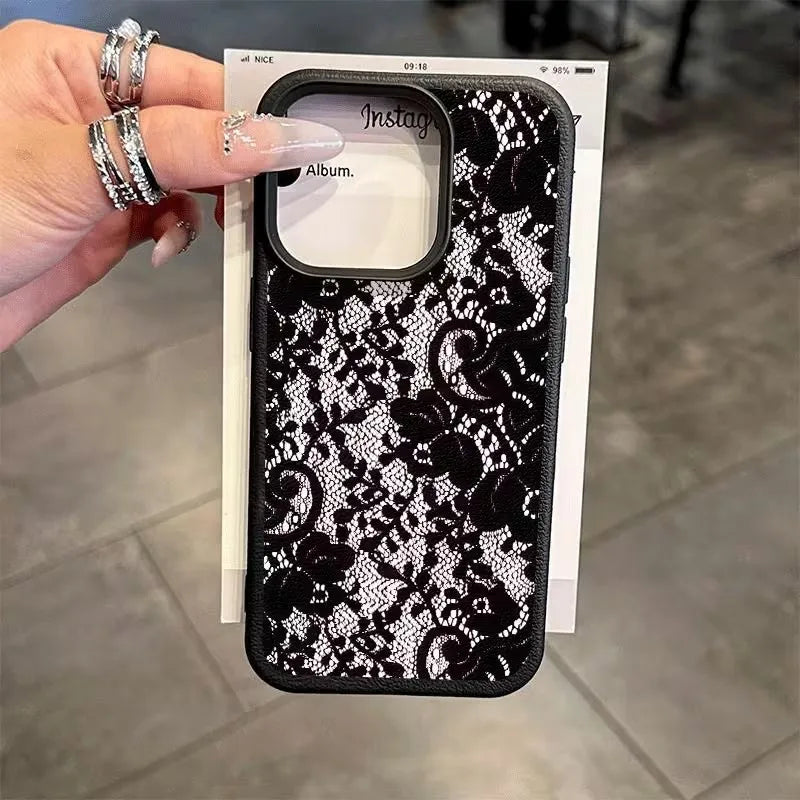 Black Lace Floral iPhone Case - Electronics & Accessories from Linloft.