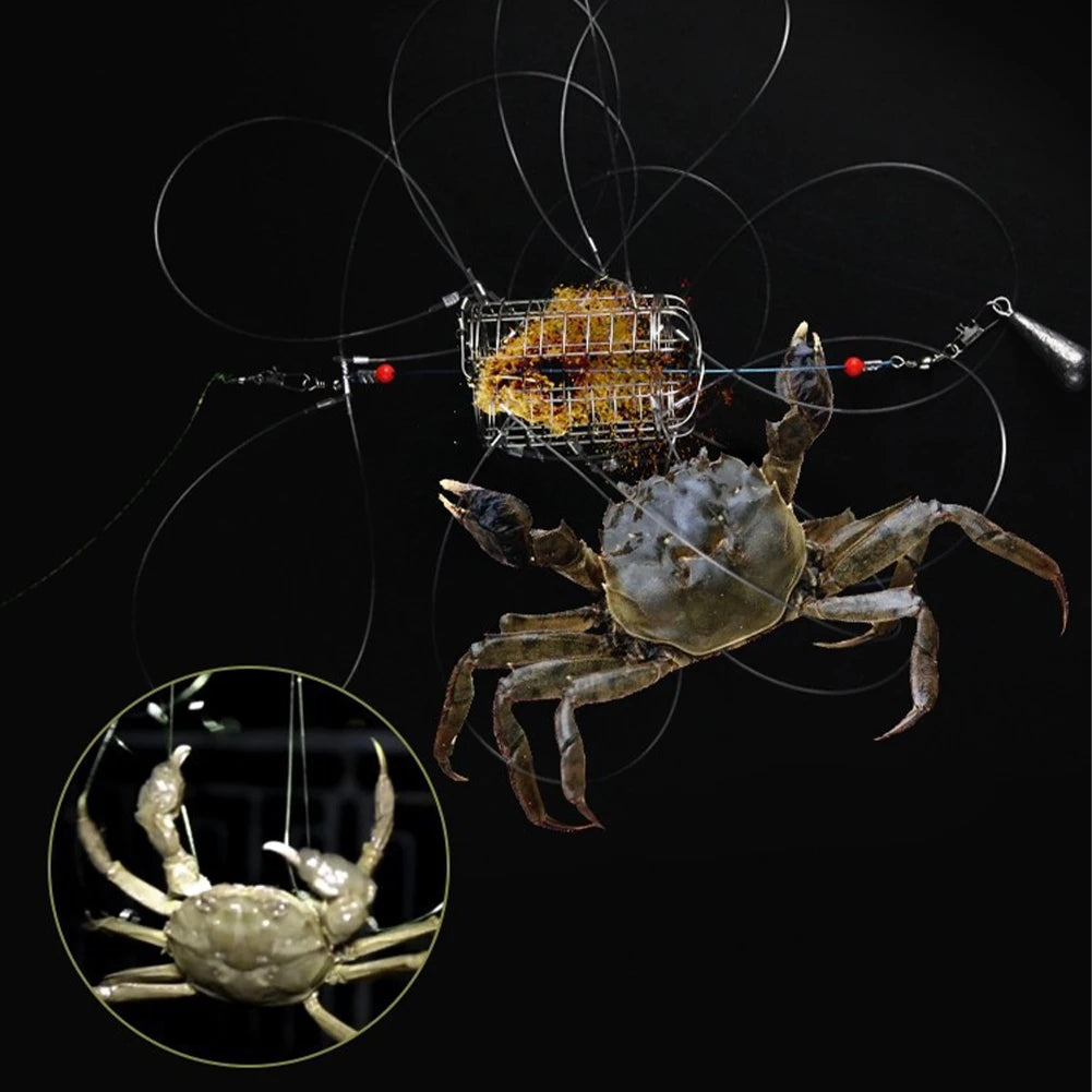 Crab Catching Tool Lure Trap Stainless Steel Bait Cage Fish Cage Feeder Fishing Tackle Suitable Crab Shrimp Crawfish Trap Cage